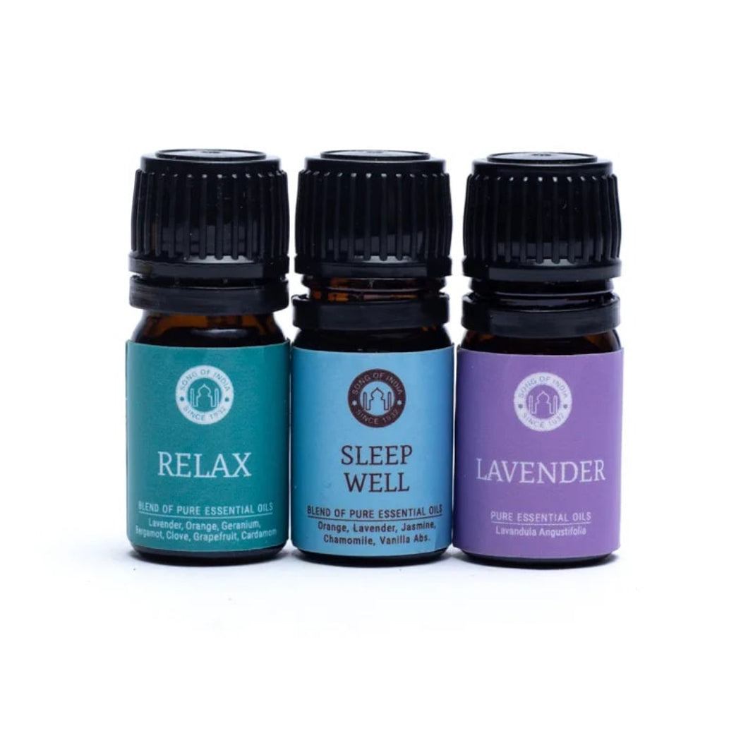 Sleep Aromatherapy Set | Essential Oil Blends | Song of India | 3x 5 ml