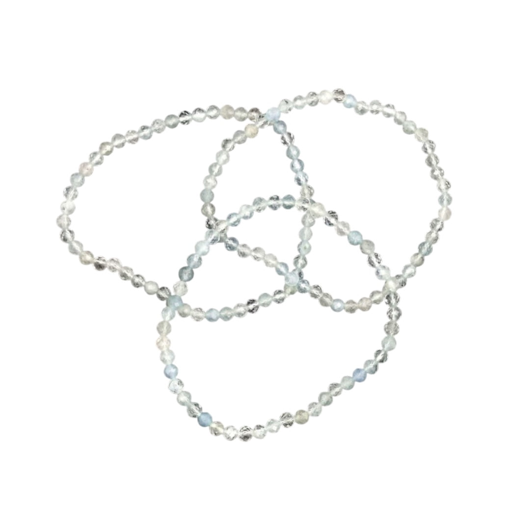 Aquamarine Bracelet | Faceted 4 mm | Serenity & Flow | (AQ32)