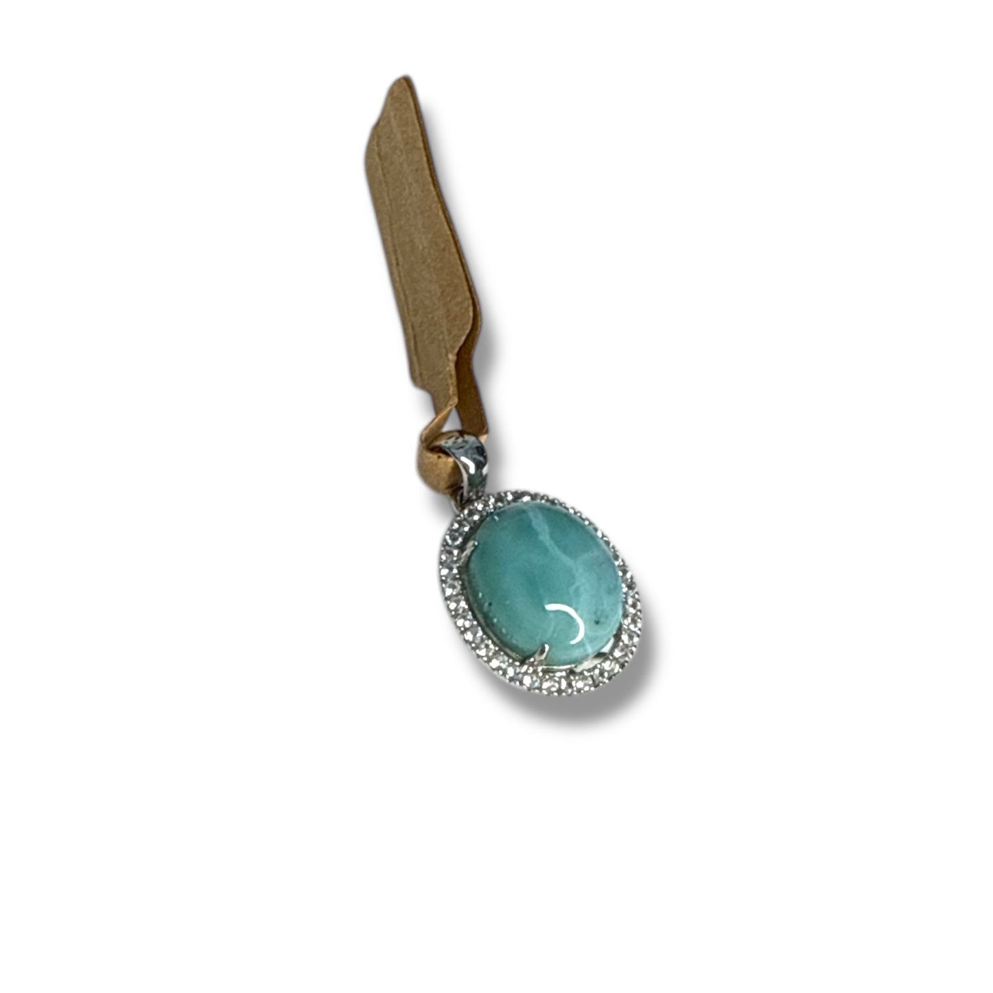 Larimar Halo Pendant | 925 Silver | Topaz Accents | Ocean Elegance | (HP85)