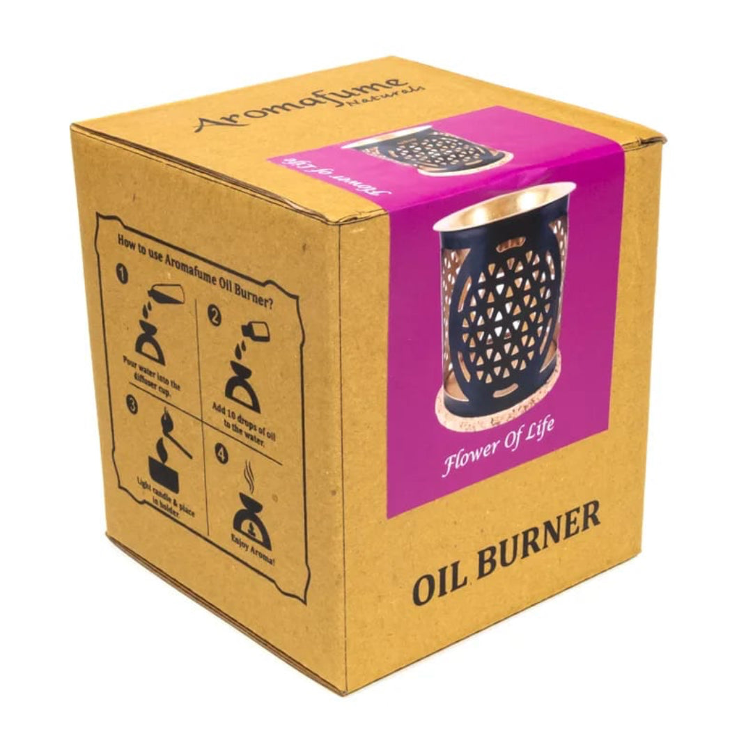 Aromafume Oil Diffuser | Flower of Life | 9×8 cm | With Wooden Base