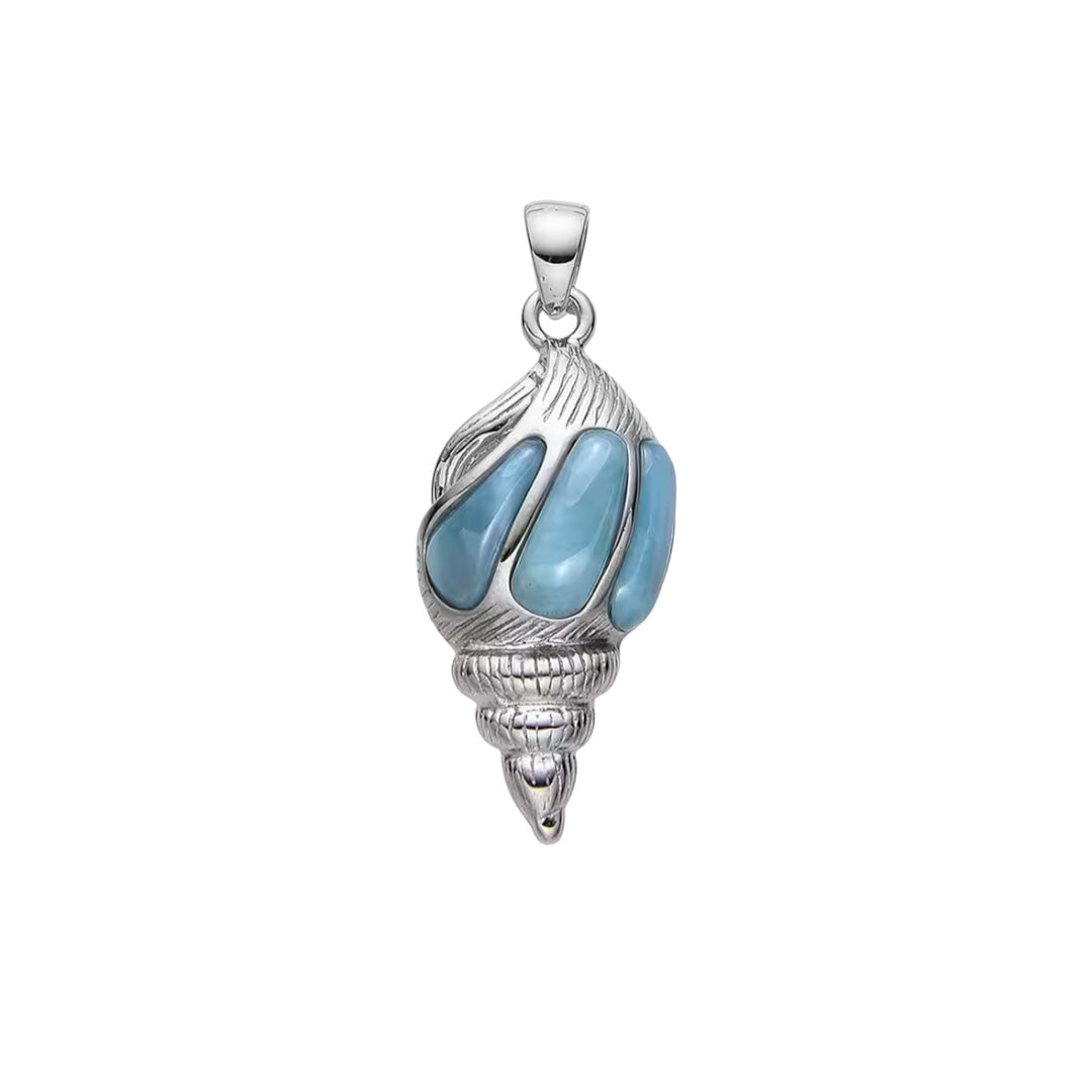 Larimar Shell Pendant | 925 Silver | Ocean Whisper | One of a Kind | (SS125)