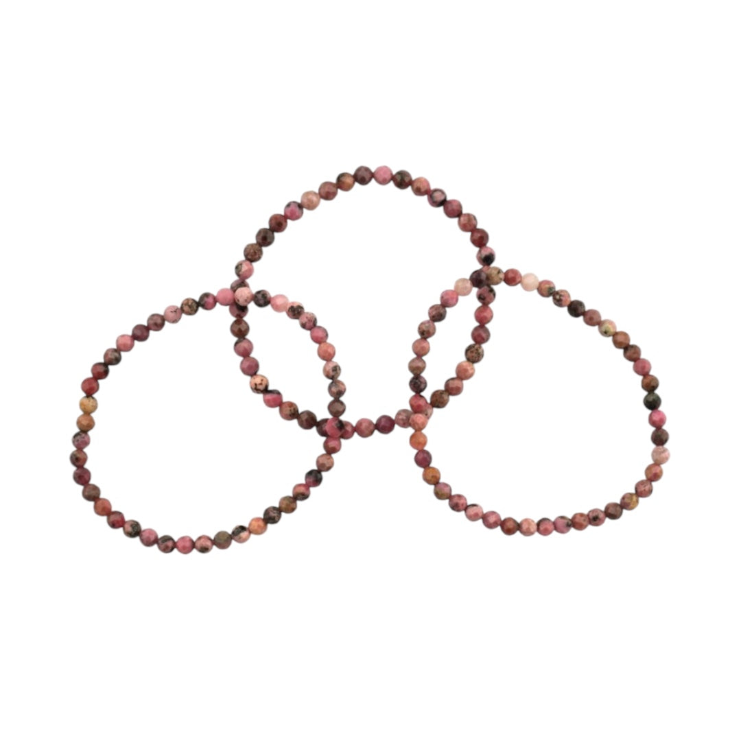 Rhodonite Bracelet | Faceted Beads | 4 mm | Heart Healer | (RF15)