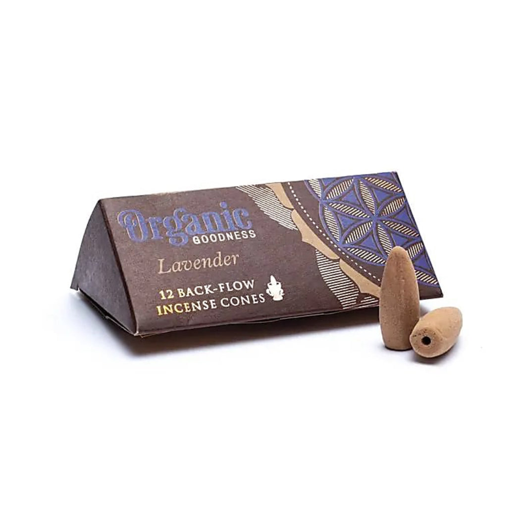 Lavender Backflow Incense Cones | Organic Goodness | 12 pcs | Natural