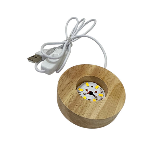 Wood LED Light | Sphere Stand | USB Powered | Cool White