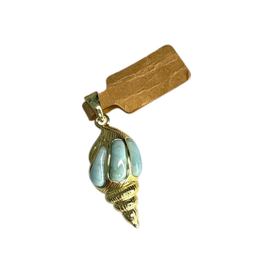 Larimar Shell Pendant | 925 Gold Vermeil | Ocean Whisper | One of a Kind | (SG130)