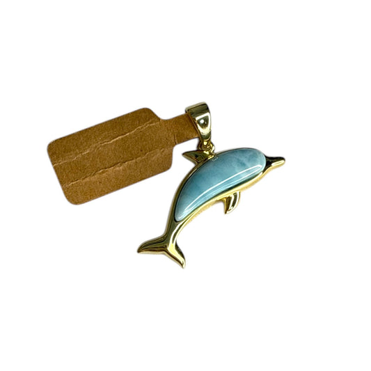 Larimar Dolphin Pendant | 925 Gold Vermeil | Joyful Ocean Spirit | (GL95)