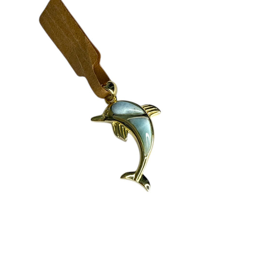 Larimar Dolphin Pendant | 925 Gold Vermeil | Ocean Totem Jewelry | (DG115)